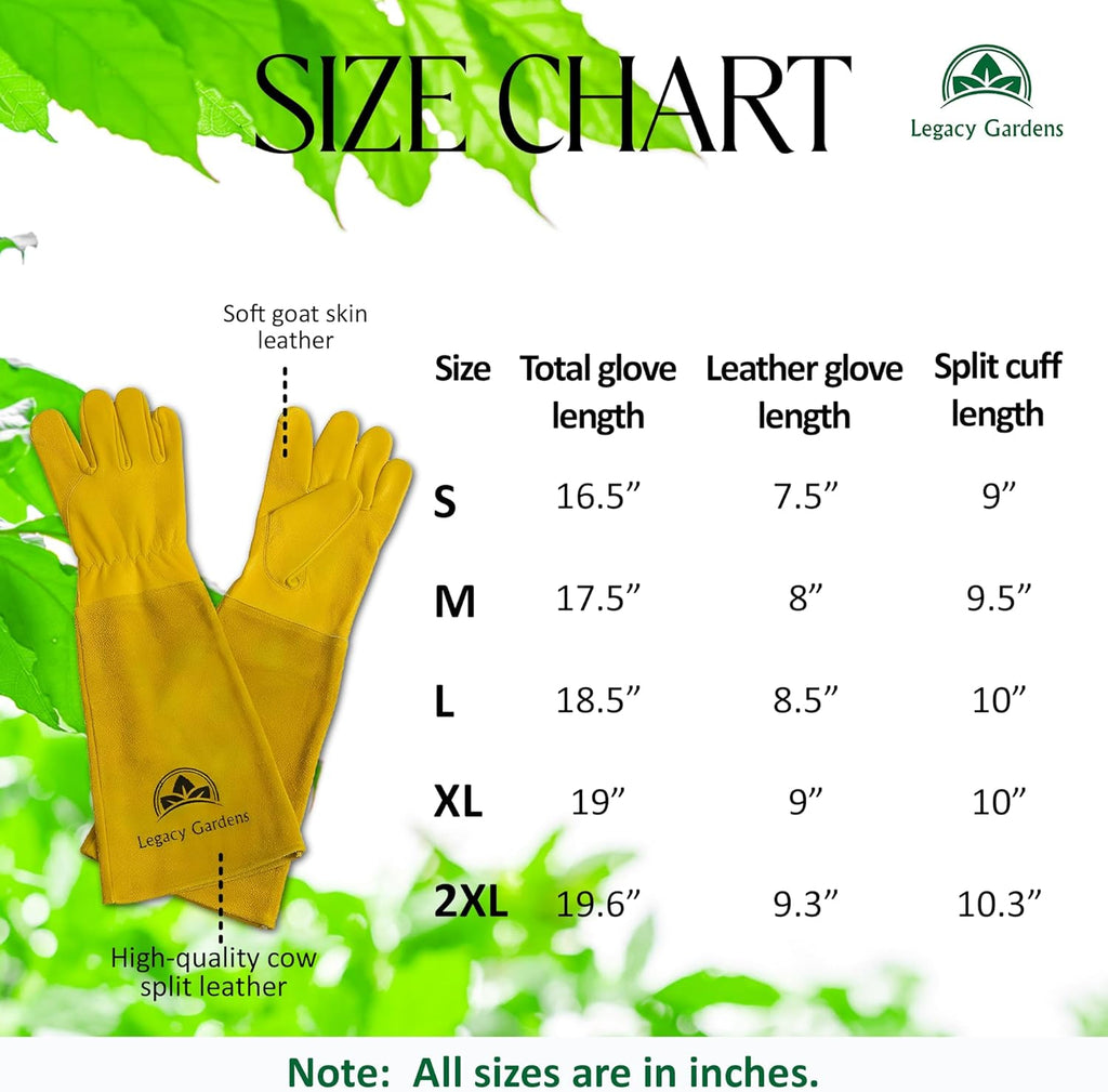 Leather Gardening Gloves for Women & Men. Long Garden Gloves. Cowhide Gauntlet Rose Pruning Thorn Resistant. Forearm Protection. XL. Yellow