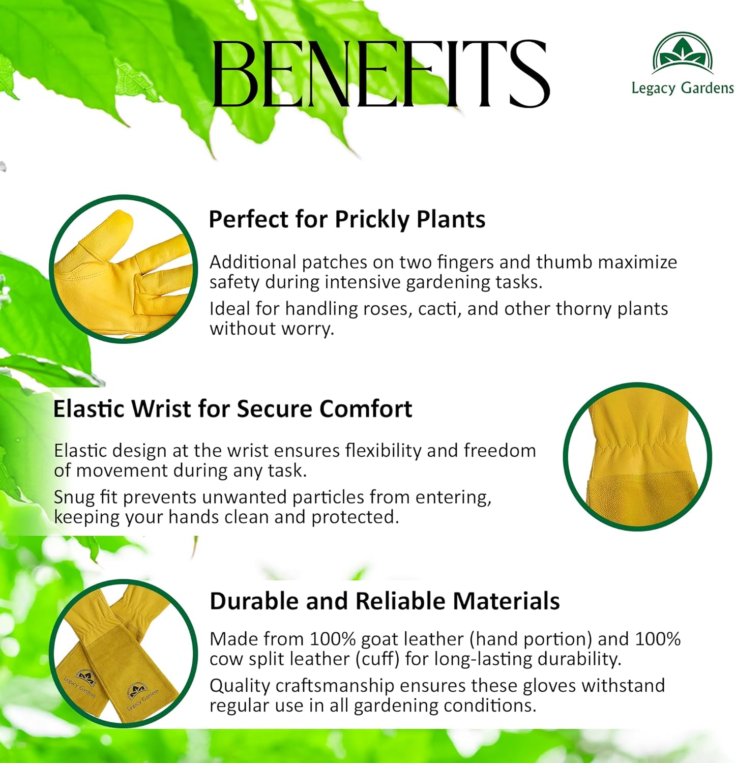 Leather Gardening Gloves for Women & Men. Long Garden Gloves. Cowhide Gauntlet Rose Pruning Thorn Resistant. Forearm Protection. XL. Yellow