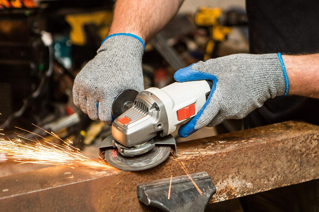 G & F Products 12 Pairs Medium Rubber Latex Double Coated Work Gloves for Construction. gardening gloves. heavy duty Cotton Blend.Blue.3100M