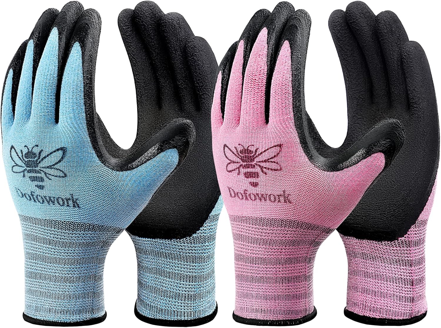 DOFOWORK Gardening Gloves - 6 Pair Gardening Gloves for Women/Men. Breathable Natural Latex Garden Gloves with Grip
